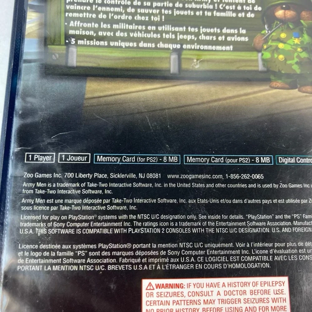 PS2 Army Men: Soldiers of Misfortune Sony Playstation 2 Game with Manual